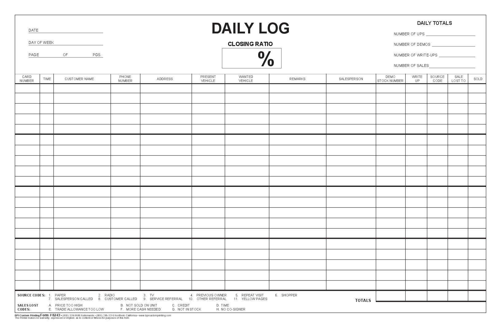 How to fill out a Daily Log Sheet 