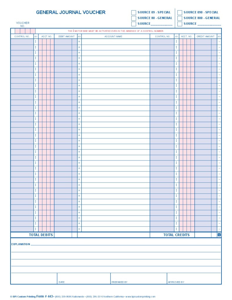 Vertical General Journal Voucher Bpi Custom Printing